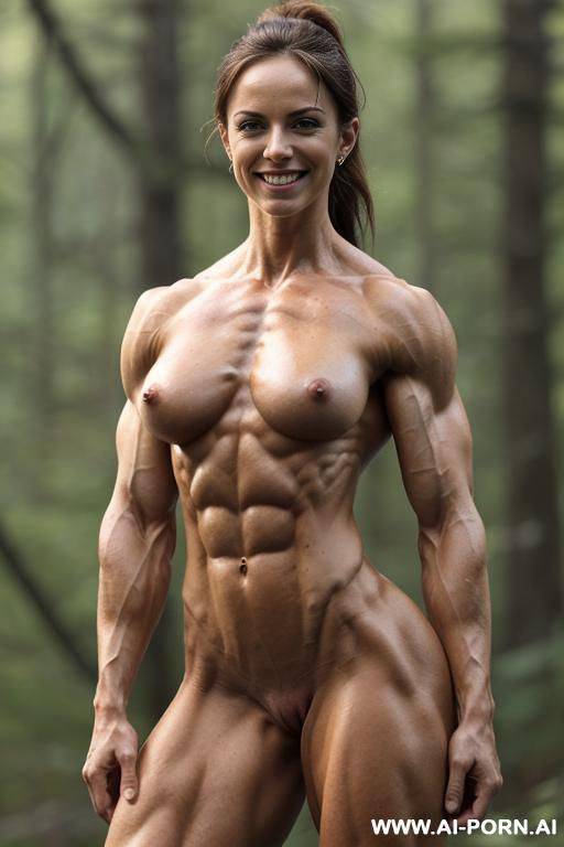 ((smiling topless slender female bodybuilder without tan)), (((topless))), ((nude)), ((naked)), (((nude unbuxom natural))), pretty face, (((sinewy muscular firm hard bodybuilder chest))), inviting eyes, wide - #main