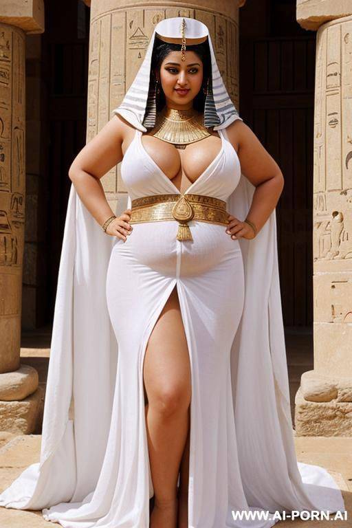 ancient egyptian chubby priestesses in white typical egyptian dresses are stripping 1 chubby female servant with shaved vagina full naked - #main