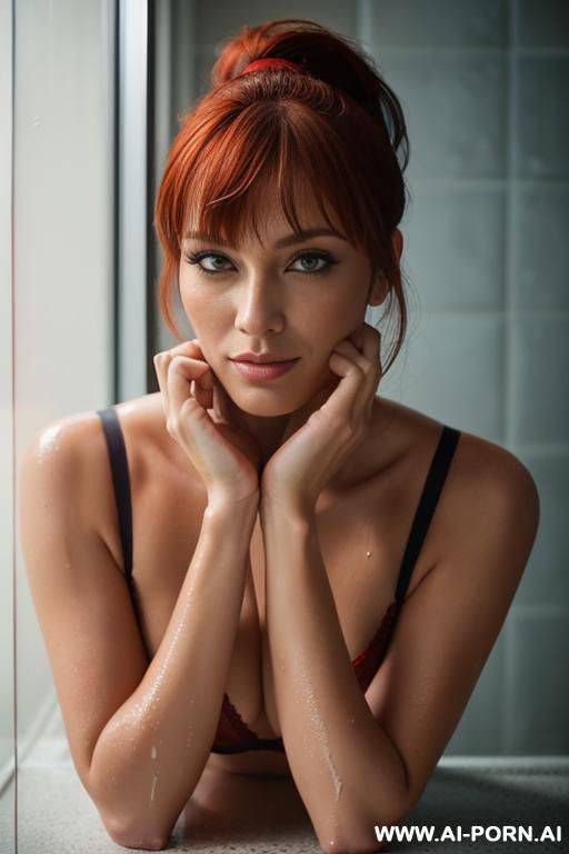 redhead women, bangs, ponytail - #main