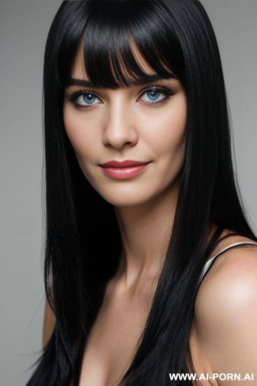 (woman 1), snobby, masterpiececondescending smile, fair skin, blue eyes, black hair, straight bangs, angry face, ultra-detailed, professional photography, - #main