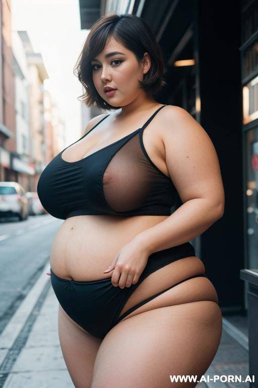 huge tits, huge hips, massive ass, flashing tits, exposed tits, lifting shirt, public, exhibitionist, slut, chubby, thick, bbw, fat, ((chubby)) , short hair - #main