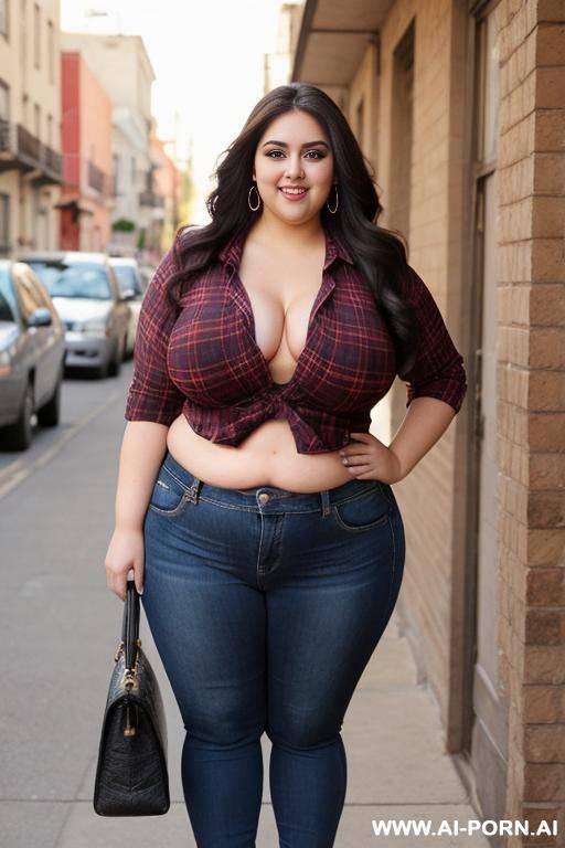supermodel, big eyes, mexican, pear shaped, high rise jeans, plaid - #main