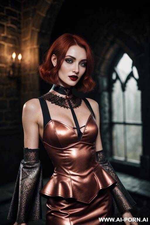 confident lady vampire, scary badass vampire teeth, seductive wide smile smirk, deep forests old ruins, (hypnotic glow art, uv reactive), shining magic hazel eyes, sleeveless, natural ashen skin, - #main