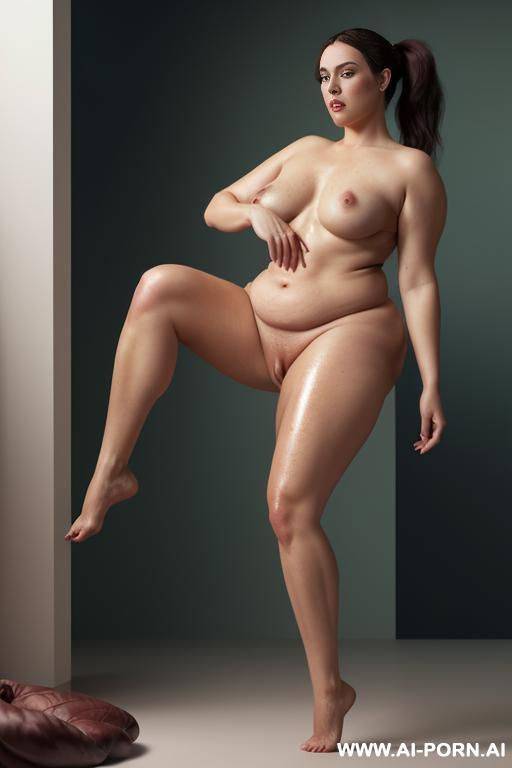 (((realistic look, ultra-realistic))) ((low angle view zoom navel)) (((real sex bomb))) ((shiny completely naked, naked oiled body)) ((lowest angle view)) (((low chest))) (((heavy saggy humongous droopy - #main