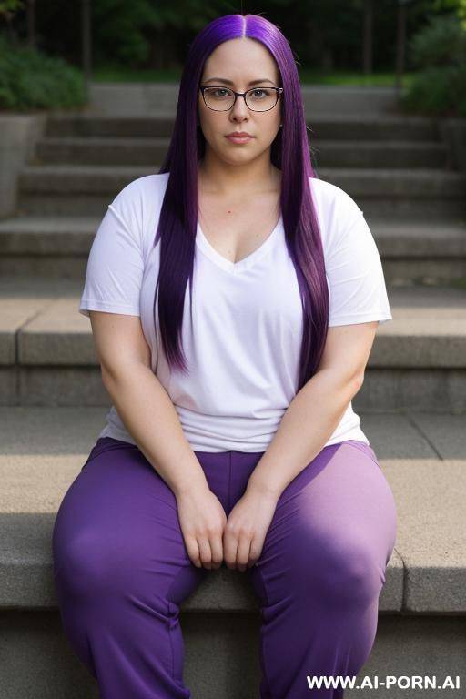 long purple hair, glasses - #main