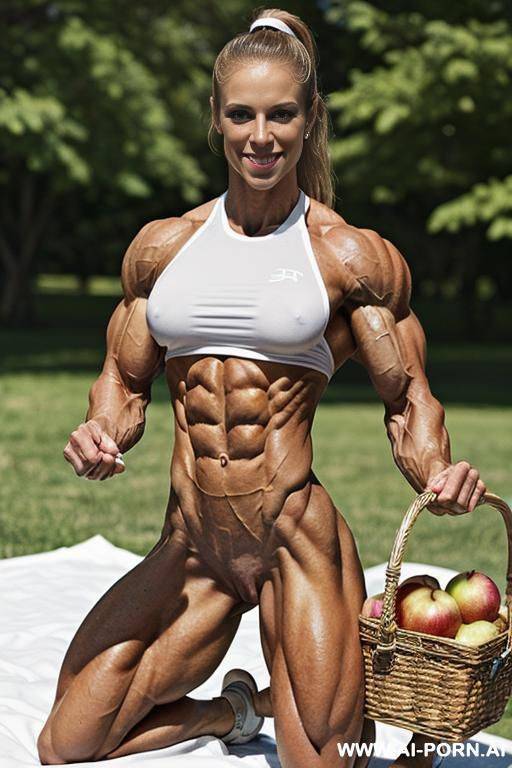 (picnic background), (real life), (((french white tanless skin))), (sunny), (pointy realistic nipples on muscular pecs), ((short slender)), ((nude)), ((naked)), (frontal view), erect hard nipple, (look - #main
