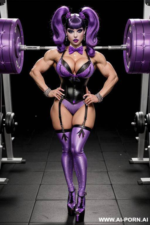 bowtie, bow tie, latex, leather outfit, punky doll lingerie, purple, - #main