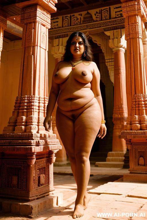 ancient indian chubby full naked female temple servant with shaved vagina in a colourful indian temple - #main