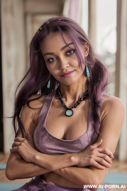 ((, (voluminous flowing hair), ((c cup teardrop boobs)), (eye contact), (sparkling eyes), (traditional royal necklace) (((topless))), long metallic hair, flirty smile, (((supermodel european ))) wide hips, - #main