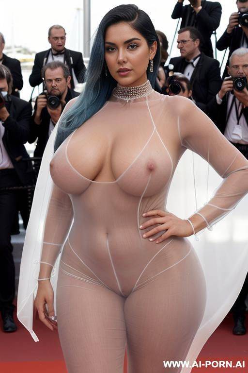 (((hyper-realistic))) (((transparent nudity see-through trousers))) ((sex bomb)) (((humongous boobs hanging down from her very low chest))) (((very oversized saggy droopy long boobs))) ((soft nipples)) - #main