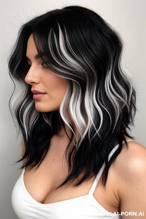 (black hair) (white highlights) (fade) - #main