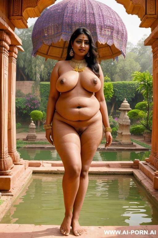 ancient indian full naked chubby female servant with shaved vagina is brought to orgasm by a indian queen in a colourful ancient indian garden - #main