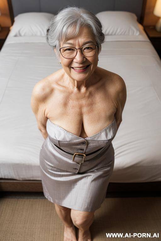 old granny, totally nude, with glasses, in bedroom - #main