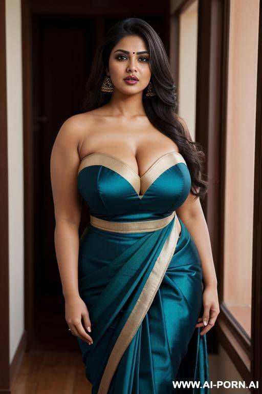 swedish, brunette, broad shoulders, wide waist, busty, sari, indian dress, in loft - #main