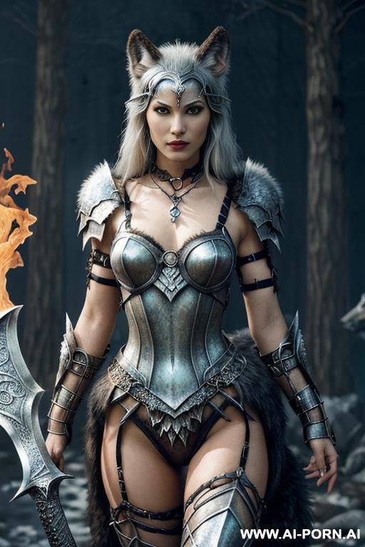 ((((fantasy, monster, fenrir, wolfs, goddess of fantasy creatures, surrounded by monsters)))), ultra realistic hot woman, ((holding sword)), (strong dark eyelines), ultra detailed, best quality, finely - #main
