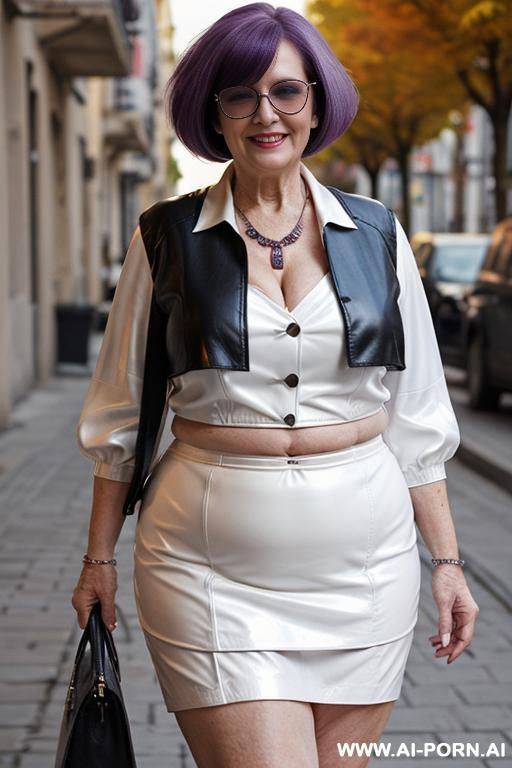 completely in elegant leather, leather blouse, hot black leather skirt - #main