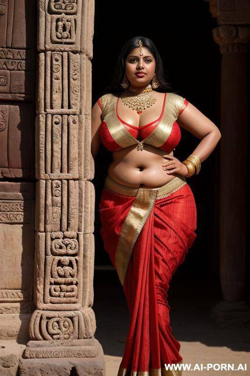 ancient indian chubby female trader in a rich ancient indian dress - #main
