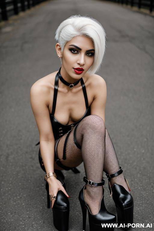team rocket, (choker with leash), (platform boots high heels fishnets), (hand cuffed) - #main