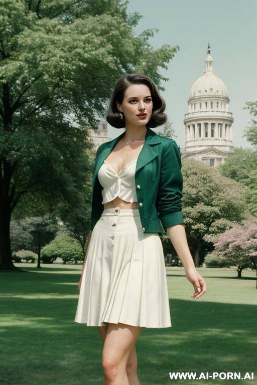 180s style, vintage, retro, cutie babe face, short, office jacket, long skirt. - #main
