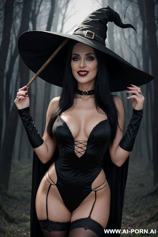 voluptuous, white hair, strap-on, full view, standing, hands on hips, topless, pink pointy nipples. - #main