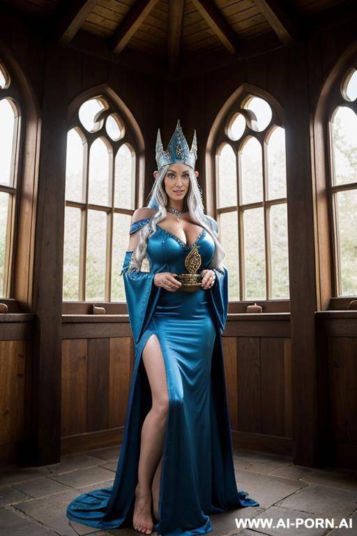 bimbo, full body view, in fantasy medival castle, - #main