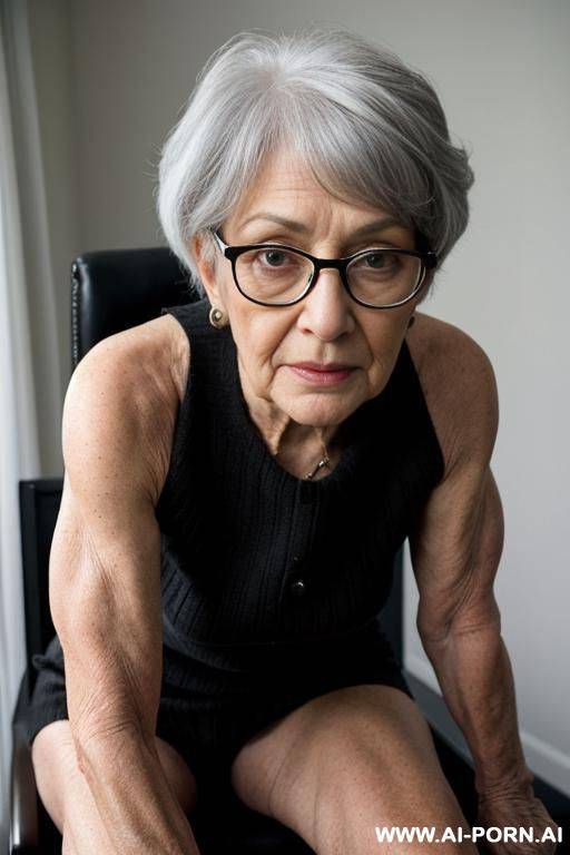 grandma black with glasses in bedroom totally naked - #main