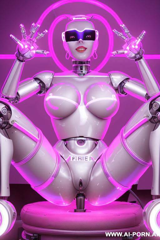sexbot, front view, full body view, lying on back on yacht deck, spreading legs wide, looking at viewer, angry face, beautiful, long straight blonde hair, big lips, wide jaw, heavy makeup, hoop - #main