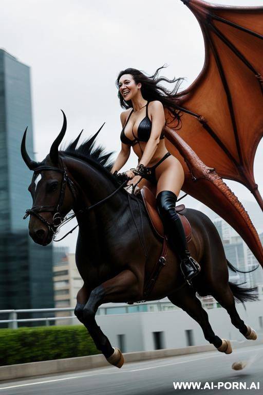 woman riding vyvern. (flying monster) - #main