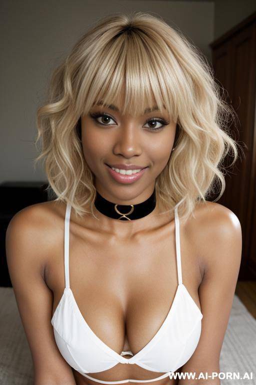 perfect tits, fit, beautiful face, sexy face. alluring, perfect smile, ((looking at the camera)). ((super sexy)), long legs, chocker, dark skin - #main