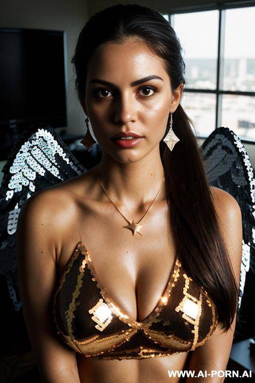 . she is shocked. beach. tight hot pink bikini. shaved pussy. large teardrop saggy breasts. make up. she is squeezing her breasts together. colombian woman - #main