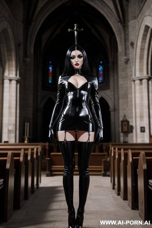 degenerate, satanic, sacrilegious, erotic, fetish latex mistress, show full body view - #main