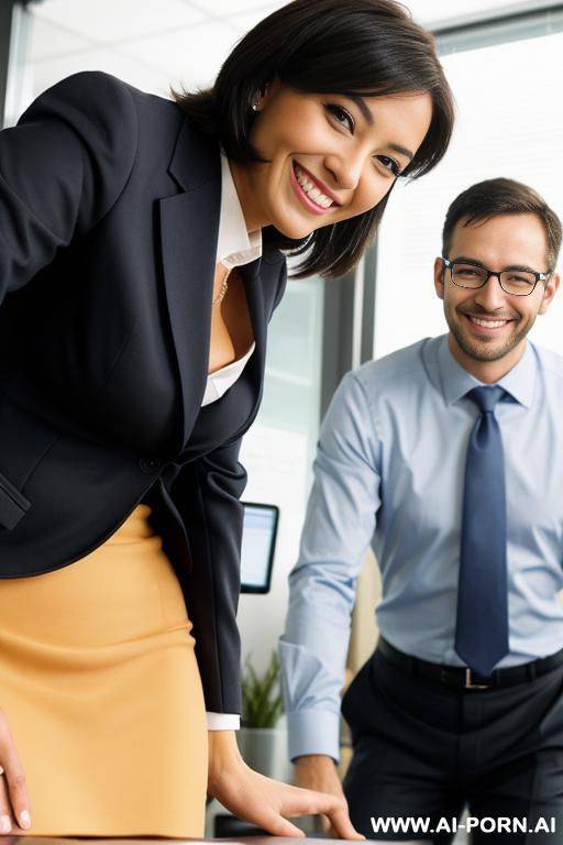 (close up) (smiling) (bending down) (office) (boss) - #main