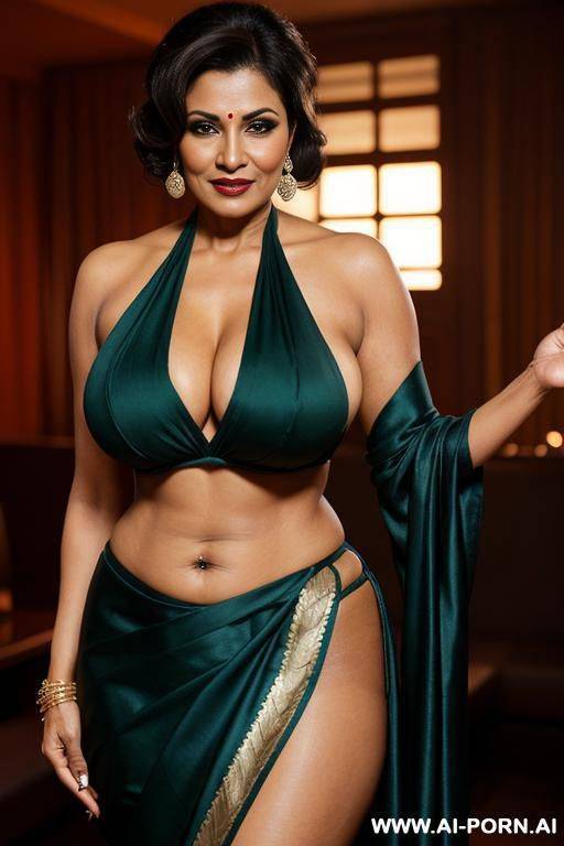 wicked makeup, extremely wide hips, thick thighs, old milf, dark skin, keep face, mother-in-law, cuckold aunty, - #main