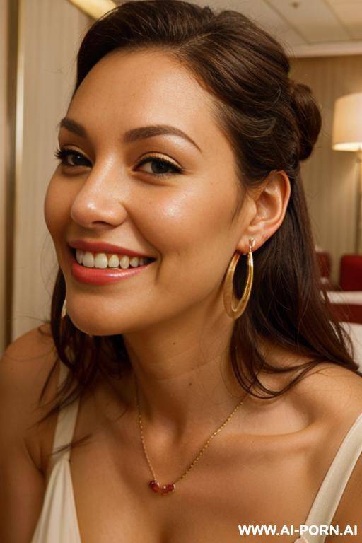(close up) (smiling) (bending down) (big loop earrings) - #main