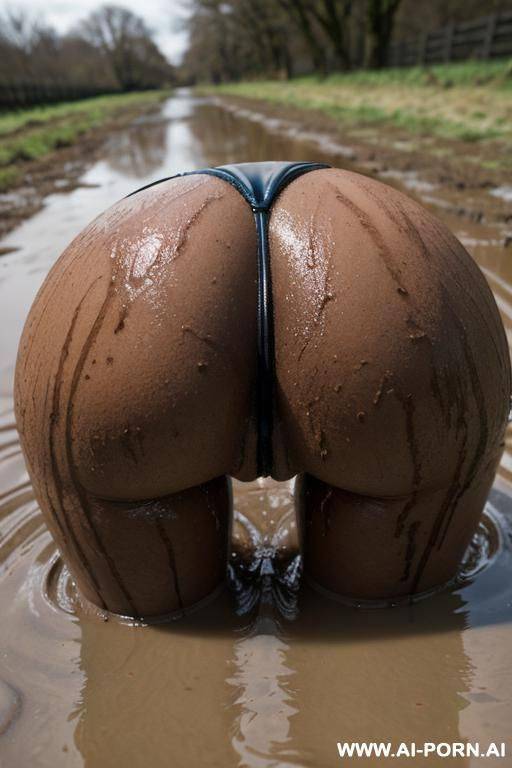 face down ass up with face in a puddle of muddy water big ass micro bikini - #main