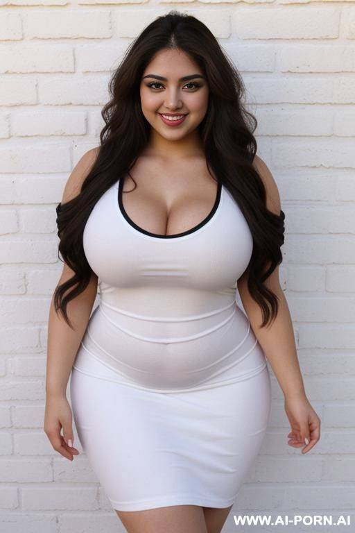 pear shaped, gorgeous, extremely thicc, very mexican, eyeliner, sundress, band tshirt, party woman, smiling, long hair, plump bbw - #main