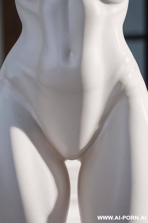 porcelain white nude skin turned into statue, zoom extremely wide pelvis and hips, fit waist closeup zoom picture, wide inner gap between legs, very wide crotch-gap - #main