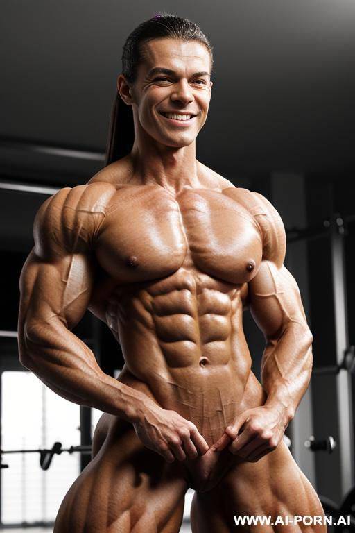 (((nude extremely muscular lean ifbb pro woman zafirova))), (nude short svelte lean shredded female bodybuilder champion), (((topless))), firm muscular nipples, black hair, (twenty year old bodybuilder), - #main