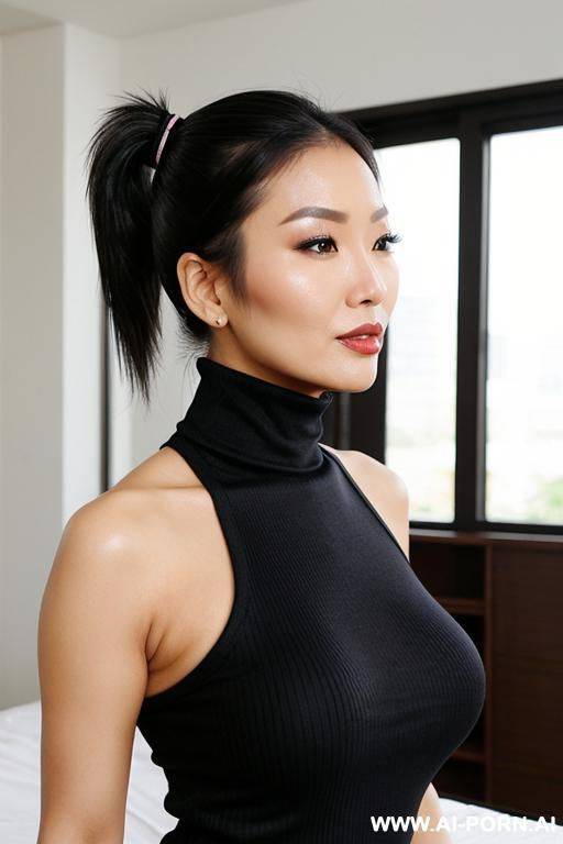 seductive asian milf, sleeveless turtleneck - #main