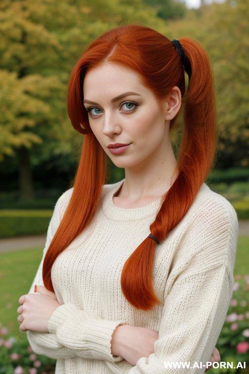 cutie babe face. shorty height. ginger ails. two tails left and right. light sweater, black jeans. not very beautiful but pretty. average level of beauty. - #main