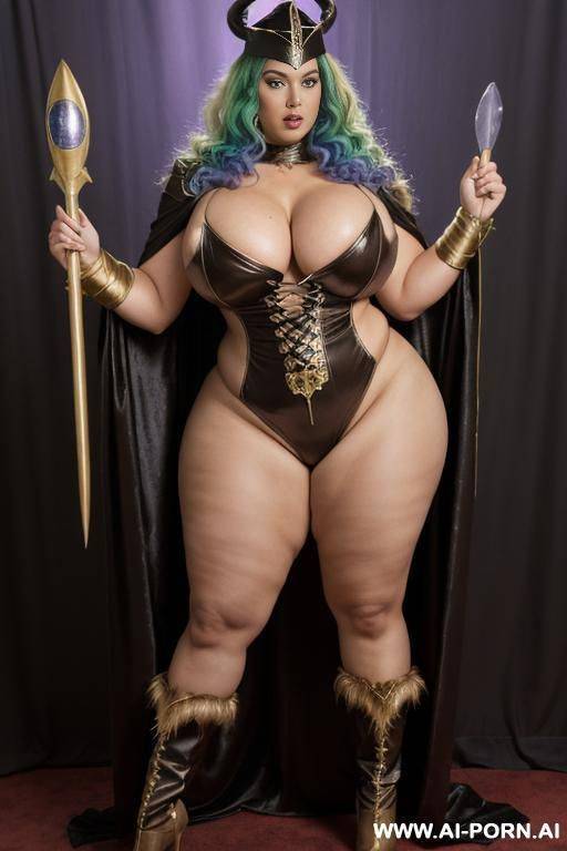 voluptuous giant woman, (((huge boobs))), (((massive boobs))), measurements 00-20-00, (((ex-winner of the world contest "mrs biggets huge 00zz breasts))), super mega oversize huge breasts, (((costume - #main