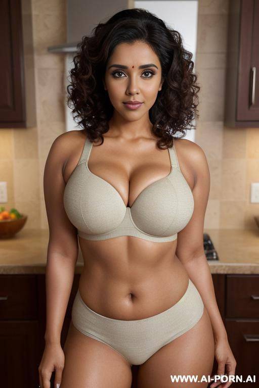 , ((asin)), (gorgeous), beautiful eyes, (big full lips), big nose, (beautiful), (lean) ((photorealistic)) (tanned indian), ((ultra detailed photo)), ((hyper realistic photo)), ((busty)), (manhattan brownstone kitchen), ((large round boobs)) - #main