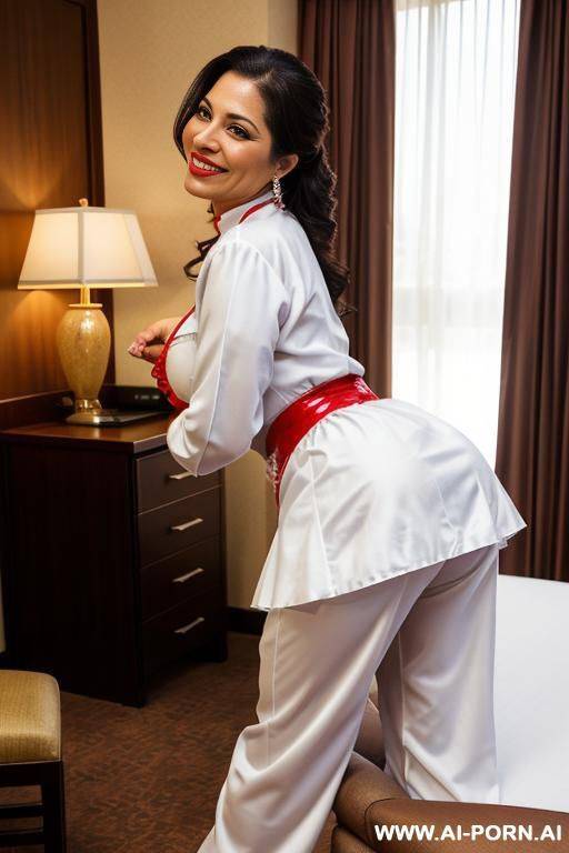(hotel room) (smiling) (bending down) (close up) - #main