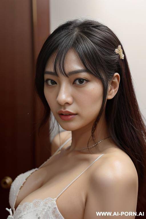 （杨幂），中国美女，美丽的脸，直眉毛离眼睛很近，非常明显的双眼皮，明亮大眼睛，很深眼窝，v字脸，很靠后的尖下巴，颧骨很小很低，颚骨非常窄，上嘴唇微微翘起，巨大乳房，又窄又直有挺的鼻子，鼻梁有迷人的弧度，（极小的鼻头和极窄的鼻翼），身材消瘦，四肢纤细，笔直细长的腿，30岁人妻， - #main