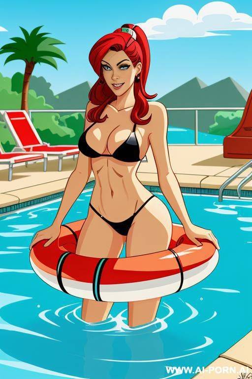 gravity falls-style cartoon, life guard, pool - #main
