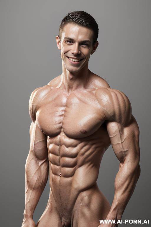 (gray background), (naked), (nude), ((shortest most muscular woman only)), ((((sinewy gaunt slender french actress woman with extreme musculature)))), ((short)), ((very white pallid skin)), ((perfect hard - #main