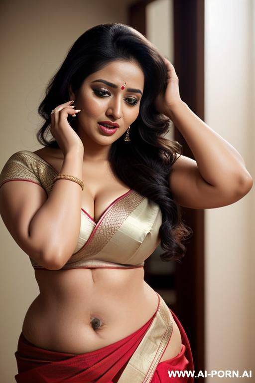 actress wearing saree low hip and exposing her navel - #main
