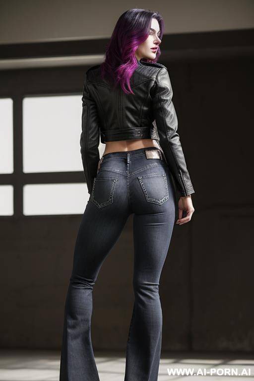 flare jeans, low rise jeans, high heels, from behind - #main