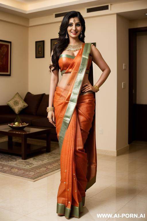 (beautiful colorful fancy sari), ((manhattan penthouse living room)), ((higareda)), (gorgeous), beautiful eyes, (big full lips), (beautiful), (lean) ((photorealistic)) (tanned indian), ((ultra detailed photo)), ((hyper realistic photo)), (((busty))) - #main