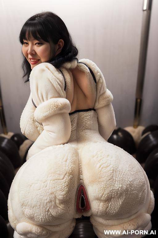 ((very thick fluffy natural fur sheep bodysuit)), ((giant oversize puffy swollen hollow asshole)), (((hyper loose swollen opening asshole)), massive bubble butt, (hyper massive wilde ass), (fat large - #main
